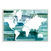Stupell Industries World Map Blue Green Watercolor Painting Wall Plaque by Grace Popp