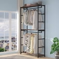 thumbnail image 3 of Tribesigns Free-standing Closet Organizer with 3 Storage Shelves and 2 Hanging Rod, Large Standing Clothes Garment Rack, 3 of 7