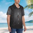 thumbnail image 2 of KLL Men's Hawaiian Shirt Short Sleeve Button Down Beach Shirts-Black Spider On Web, 2 of 5