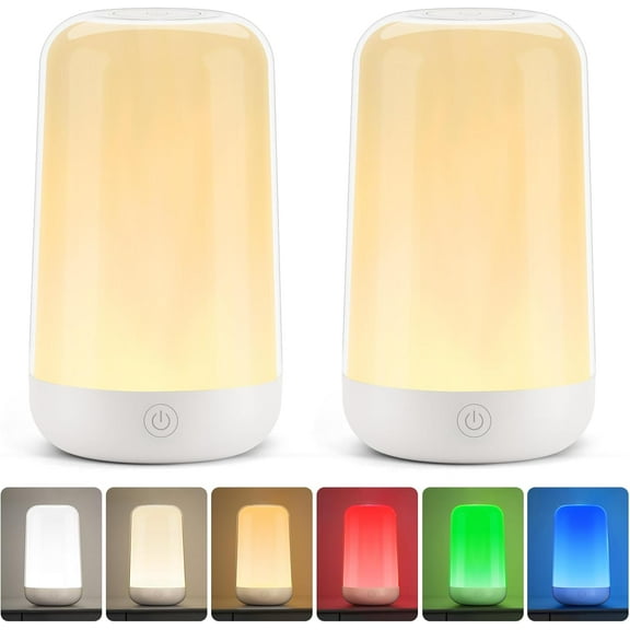 FRIDEKO HOME Dimmable Touch Night Light, 3 Color Temperatures Rechargeable Battery Table Lamps, Portable RGB Touch Bedside Lamp for Nightstand, Bedroom, Living Room, Office