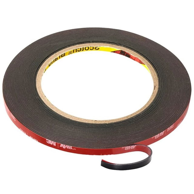 3M VHB Cinta Adhesiva de Doble Cara Extra Fuerte 3m x 5mm Negra Resistente al Agua Resistencia a Altas Temperaturas para Uso en Interiores y Exteriores, 2 Piezas