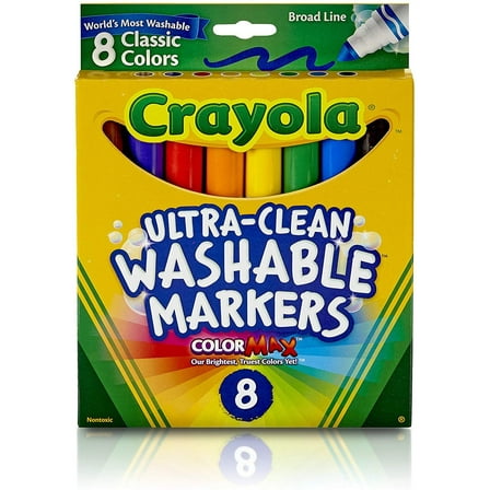 Crayola Washable Markers, Broad Point, Classic Colors, 8/Pack 58-7808