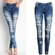 thumbnail image 5 of Pantalones vaqueros rasgados de cintura alta para mujer, Vaqueros ajustados con bolsillos negros, elásticos, 2024, 5 of 5