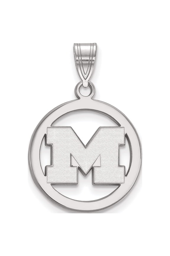 Sterling Silver S. Rh-Plated Logoart Michigan (Univ Of) Med Pendant In Circle (25 X 18) Made United States ss030um