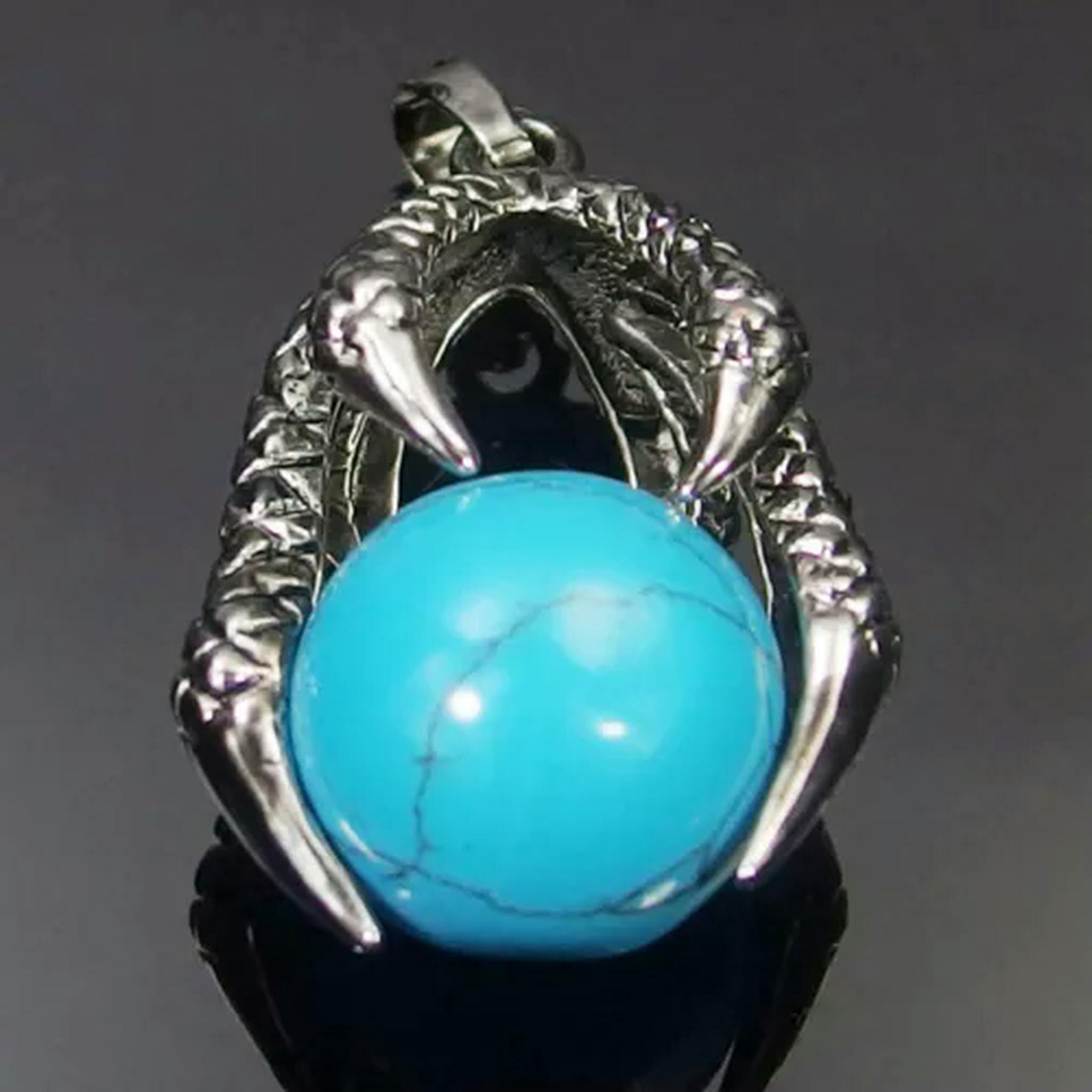 HOOUN 10pcs Natural Jasper Agate Turquoise Stone Beads Dragon Claw Energy Pendant