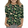 thumbnail image 2 of Spazoro Toddler Girls 3/4 Sleeve Shirts, Round Neck Dinosaur Print Spring and Fall Casual Fashionable Tops for Girls Multicolor Size 9-10T, 2 of 5