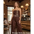 thumbnail image 5 of Punplita Women Belts with Silver Wide Buckle Punk Rock Leather Rivets Brown Belt, 5 of 8