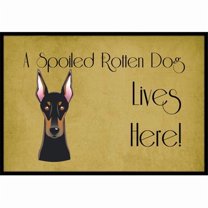 Caroline's Treasures BB1493MAT Doberman Spoiled Dog Lives Here Door Mat, Indoor Rug or Outdoor Welcome Mat 18x27 Doormat