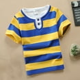 thumbnail image 2 of MEZZALL Toddler Boys Short Sleeve T-Shirt Striped Casual Round Neck Tops For Kids Comfortable Breathable Daily Wear Summer Spring Tee Youth Boys Shirt Cozy Baby Wear, 2 of 5