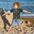 thumbnail image 3 of FORMRS Boys Rash Guard Short Sleeves Swim Shirt Quick Dry UPF 50+ Sun Protection, Sizes 3-12T, Green Plants, 3 of 6