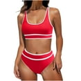thumbnail image 1 of FAIWAD Womens 2 Piece Swimsuits Sports Color Block Bikini Sets Removable Bra Pad Full Coverage Bathing Suits for Girls, 1 of 5