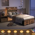 thumbnail image 5 of Miniyam Twin Size Bed with Storage Drawers, Charging Station for Adult, Brown, 5 of 6