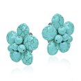 thumbnail image 2 of Exotic Blue Turquoise Flower Clip On Earrings, 2 of 5