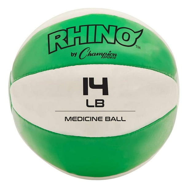 Champion Sports Rhinocéros 14 Livres Sans Glissement Cuir Exercice Médecine Ball