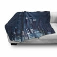 thumbnail image 3 of Modern Soft Flannel Fleece Throw Blanket, Night View of Metropolis City with High Skyscrapers Downtown Business Center Image, Cozy Plush for Indoor and Outdoor Use, 70" x 90", Dark Blue, by Ambesonne, 3 of 6