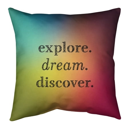 UPC: 0670507527777 | ArtVerse Quotes Multicolor Background Explore Dream Discover Quote Pillow-Cotton Twill 14 x 14 Medium