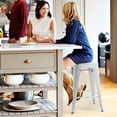 thumbnail image 5 of NiamVelo Counter Height Bar Stools Set of 4 Metal Bar Stools 24 inch Stackable Stools Modern Industrial Stools for Kitchen, White, 5 of 7