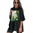 thumbnail image 3 of Plus Size Shirt for Women Black Tops for Women Short Sleeves Shirt for Women Trees And Bushes 2 T Shirt Oversized Shirt for Women S, 3 of 5