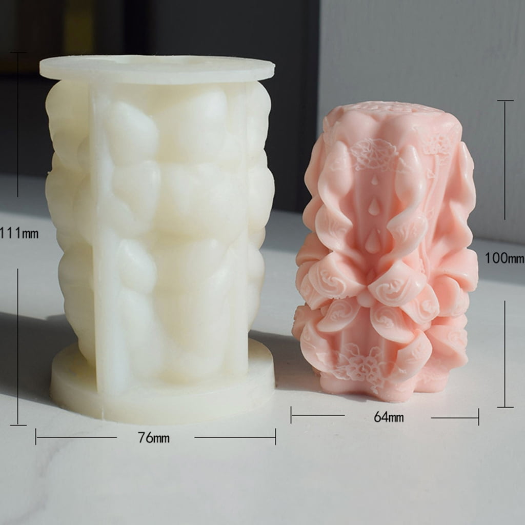 Silicone Candle Mold Candle Mold 3D Cylinder Plaster Epoxy Mold for DIY Soap Candle Making Wedding Decor