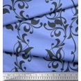 thumbnail image 2 of Soimoi polyester Crepe Fabric Leaves & Filigree Damask Print Fabric by Yard 42 Inch Wide, 2 of 3