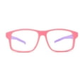 thumbnail image 2 of Kids Crushproof Flexible Rubber Rectangle Blue Light Filter Computer Glasses Pink Purple, 2 of 4