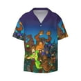 thumbnail image 2 of Lsque Scooby-Doo print Men's Cuban Collar Short Sleeve Shirt Summer Beachwear Casual Button Down Fashionable Vacation Leisure Shirt-4X-Large, 2 of 7