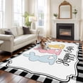 thumbnail image 2 of 5'x7' Area Rugs for Living Room Bedroom, Happy Easter Washable Rug Carpet Runner Indoor Outdoor, Cute Lovely Colorful Rabbits Black White Plaid Non Slip Floor Mats Area Rug for Kitchen, Nursery, 2 of 8