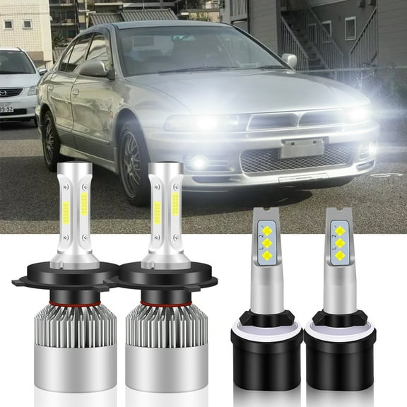 For 1999 2000 2001 Mitsubishi Galant LED Headlight Bulbs 9003/H4 High/Low Beam 880 Fog light Bulbs 4pc