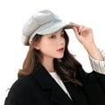 thumbnail image 2 of Womens Woolen Elastic Octagonal Ivy Newsboy Hat Driving Hat Female Sunscreen Hats Painter Tour Cap, 2 of 4