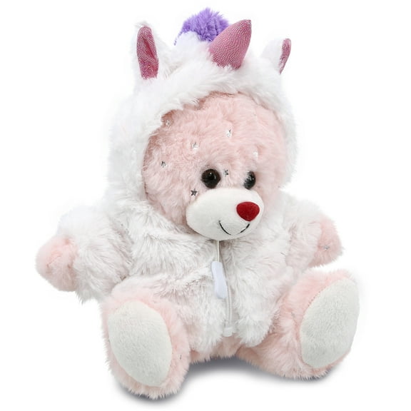 DolliBu Rose Gold Bunny Unicorn Plush with Clothes Stuffed Animal Toy - Super Soft Bunnycorn Dress Up with Removable Plush Unicorn Outfit, Cute Fantasy Wildlife Gift - 8 Inches
