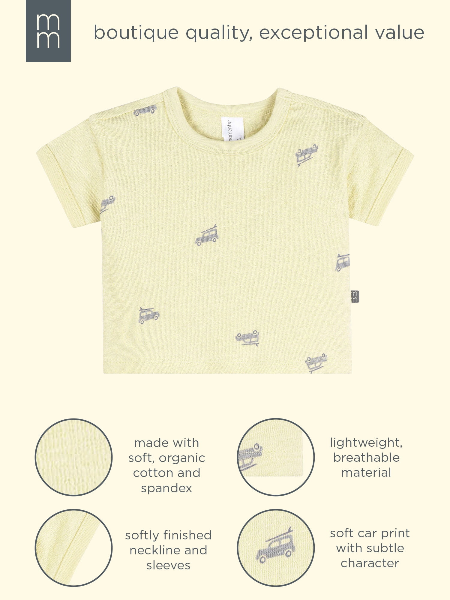 Modern Moment by Gerber Baby Boy Organic Short Sleeve Top, Sizes 0/3 Months - 24 Months