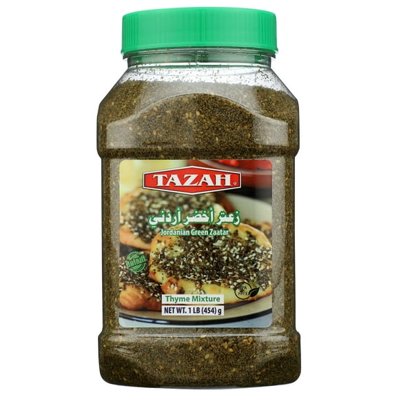 Tazah Jordanian Green Zaatar Spice Blend Thyme Mix, 16 Oz