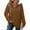 Brown, variant on Busydd Womens Hoodies Fashion Solid Color Long Sleeve Tops for Women Casual Comfy Slit Hoodies for Women with Pocket and Drawstring L