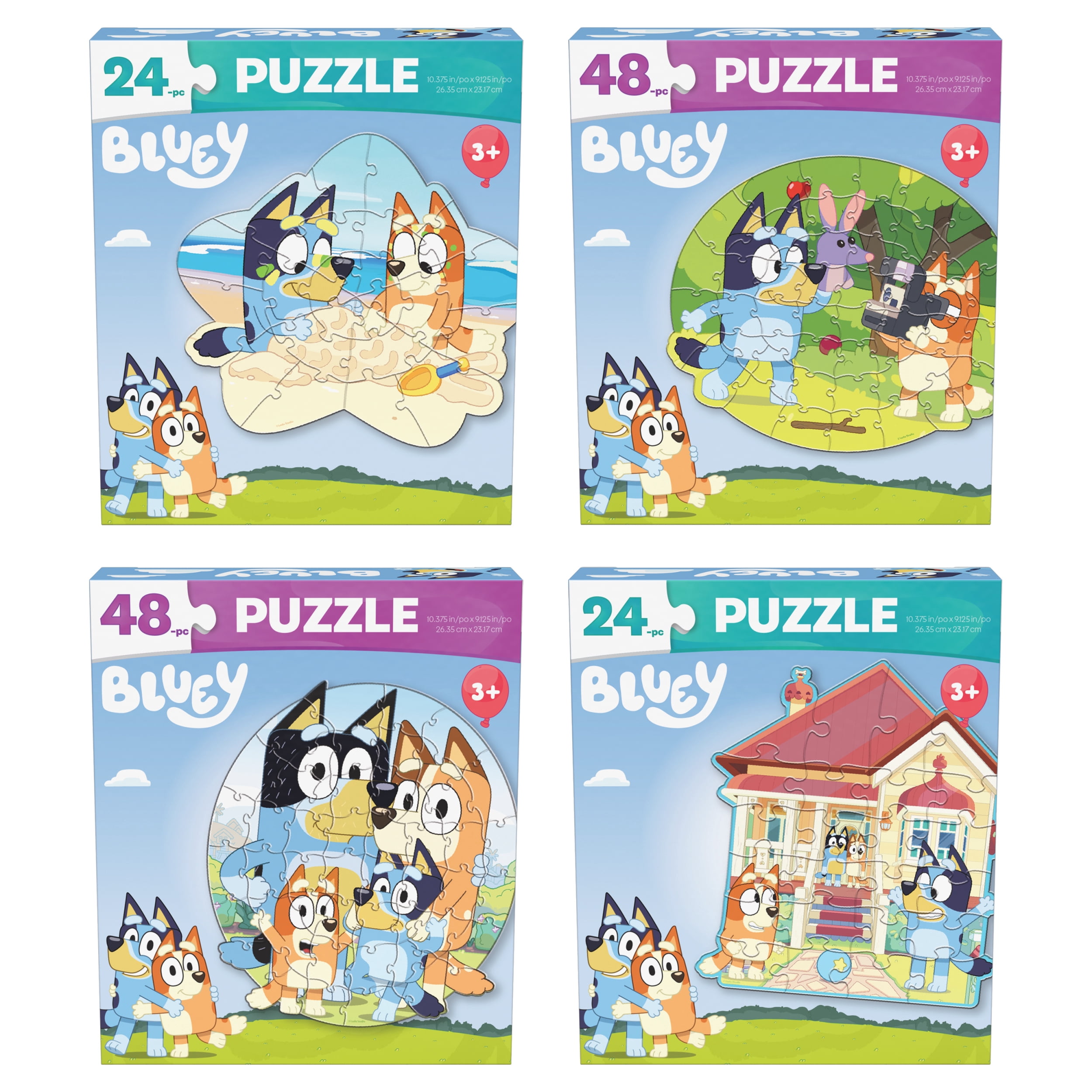 Bluey, 4-Pack 24-Piece & 48-Piece Jigsaw Puzzles, for Ages 3 and up ...