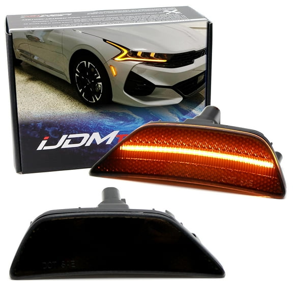 Black-Out Smoked Lens 36-SMD Amber Full LED Bumper Side Marker Light Kit For Kia 2021-2024 Gen5 K5, Replace OEM Amber Front Sidemarkers