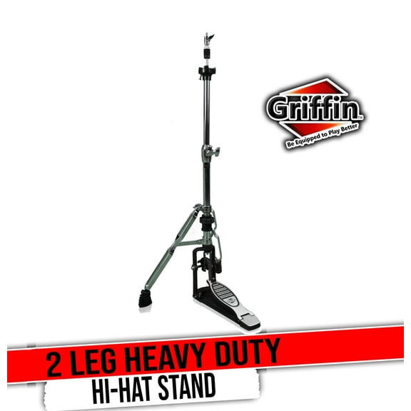 Griffin 2 Leg Hi-Hat Stand - Percussion No Leg High Hat Pedal Cymbal Drum Mount