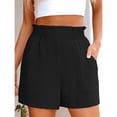 thumbnail image 6 of Linen Shorts for Women Casual Comfy Shorts Summer Trendy Mid Waisted Short with Pockets 2026 Black, M, 6 of 6