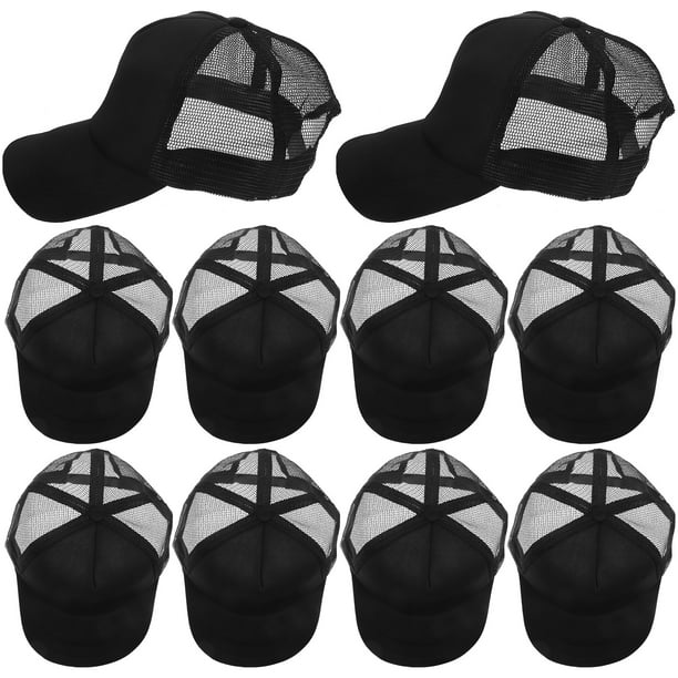 10 gorras de béisbol de malla en blanco para sublimación, con impresión por transferencia térmica, para manualidades.
