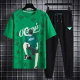 thumbnail image 4 of Conjuntos de pantalones de jogging superiores Ropa deportiva Ropa de hombre Chándal negro Camiseta estampada Trajes deportivos de manga corta para hombre Ajuste regular, 4 of 5