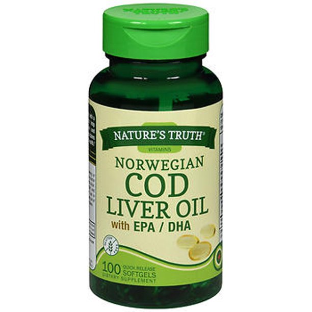 Nature's Truth Norwegian Cod Liver Oil with EPA & DHA Softgels, 100
