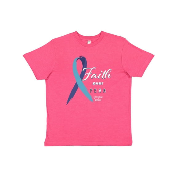 Inktastic Faith over Fear Hydrocephalus Awareness with Blue Ribbon Youth T-Shirt