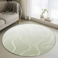 thumbnail image 2 of Round Rugs 3 Ft, Sage Green Geometric Non Slip Area Rugs for Kitchen Bedroom Entryway, Modern White Stripe Distortion Art Washable Carpet Runner Rug Floor Mats for Bedroom Home Decor, 2 of 9
