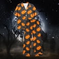 thumbnail image 7 of Womens Pajama Sets Halloween Silk Satshort Sleeve Button Up Top Shorts Comfortable Fall Winter Sleepwear Loungewear Nightwear Nightclothes Homewear, 7 of 7