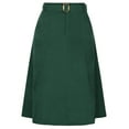 thumbnail image 1 of Falda A-Line de Cintura Alta Elástica para Mujeres INSPIRE CHIC, con Cinturón, Midi de Pana para Otoño e Invierno, S Verde Oscuro, 1 of 5