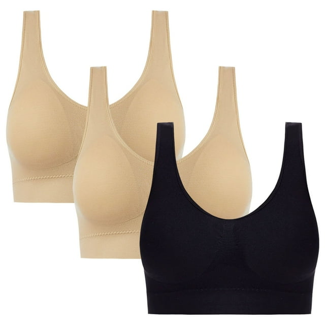 ManxiVoo Wirefree Breathable Sports Bra Full Coverage No Underwire Comfort Support Seamless Lightweight Active Wear M Size