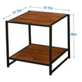 thumbnail image 4 of 20 Inch Square Side End Coffee Table Rustic,Metal Frame,Teakwood MDF Tabletop 12mm Night Stand, 4 of 6