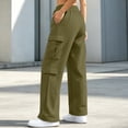 thumbnail image 7 of QATAINLAV Cargo Pants for Women Y2K Casual Baggy Wide Leg Sweatpants Solid Color Jogger Workout Trousers with Pockets Army Green L, 7 of 7