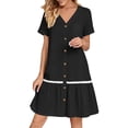 thumbnail image 2 of LIaqionyy Women Button down Dress Loose Summer Cotton Linen Dresses Short Sleeve Tunic Casual Sundresses, 2 of 7