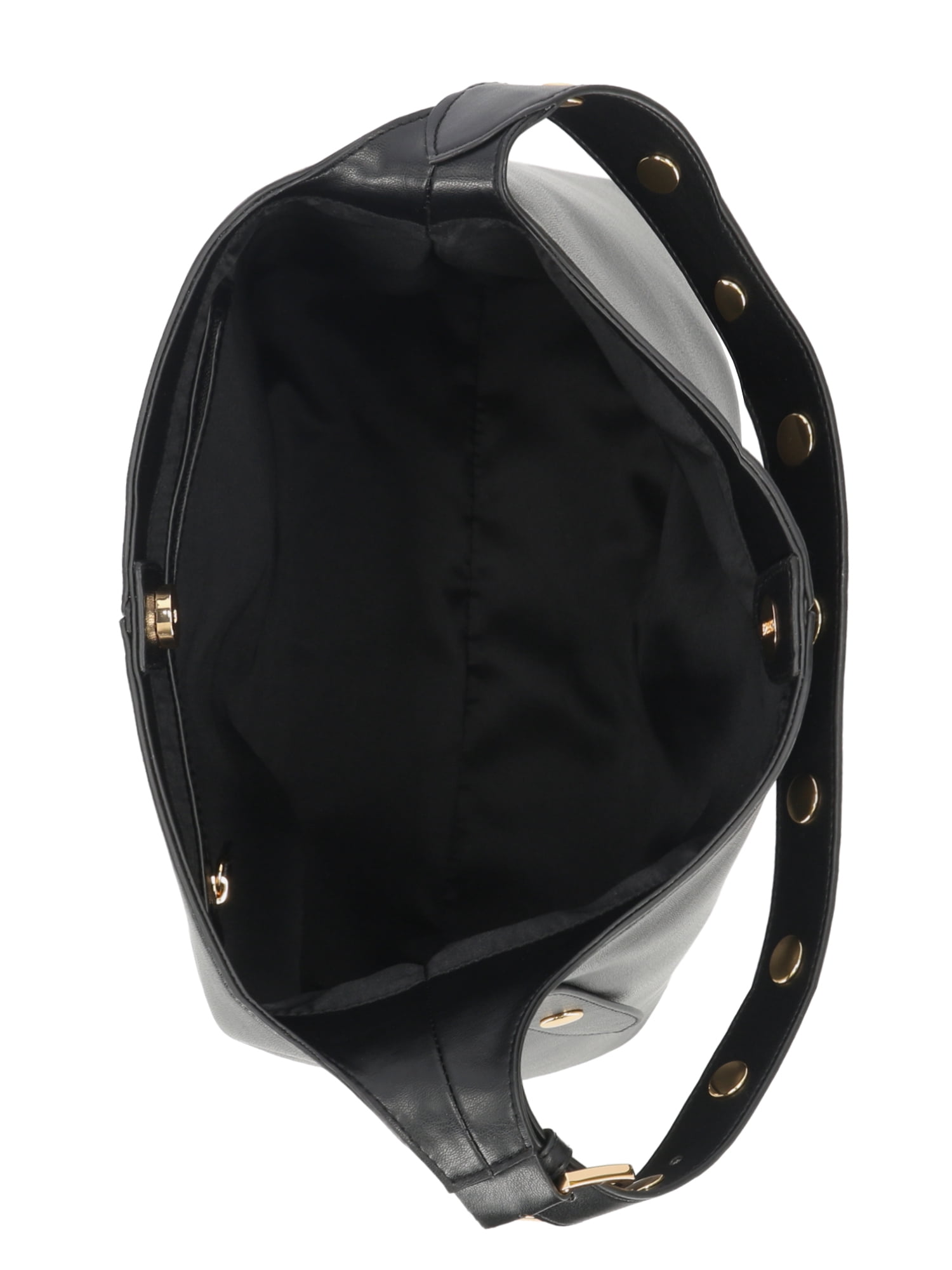 Time and Tru Women's Shively Faux Leather Bucket Handbag, Black