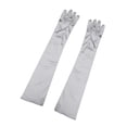 thumbnail image 1 of Guantes largos para mujer de los años 20, manoplas de dedo completo para fiesta de noche, elegante guante de ópera Plata One Size, 1 of 4